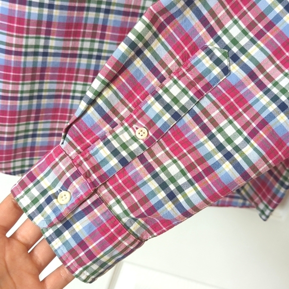 Ralph Lauren Classic Preppy Plaid Long Sleeve Button Down Shirt Hot Pink XL - Picture 10 of 12